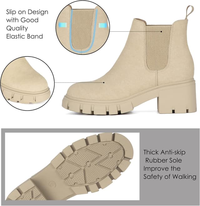 Detalle 2 de Athlefit Chelsea Boots Women Lug Sole Chunky Heel