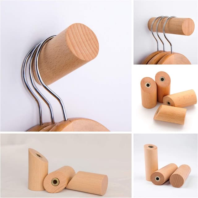 Detalle 2 de HomeDo Wall Hooks Perchero madera 6 piezas