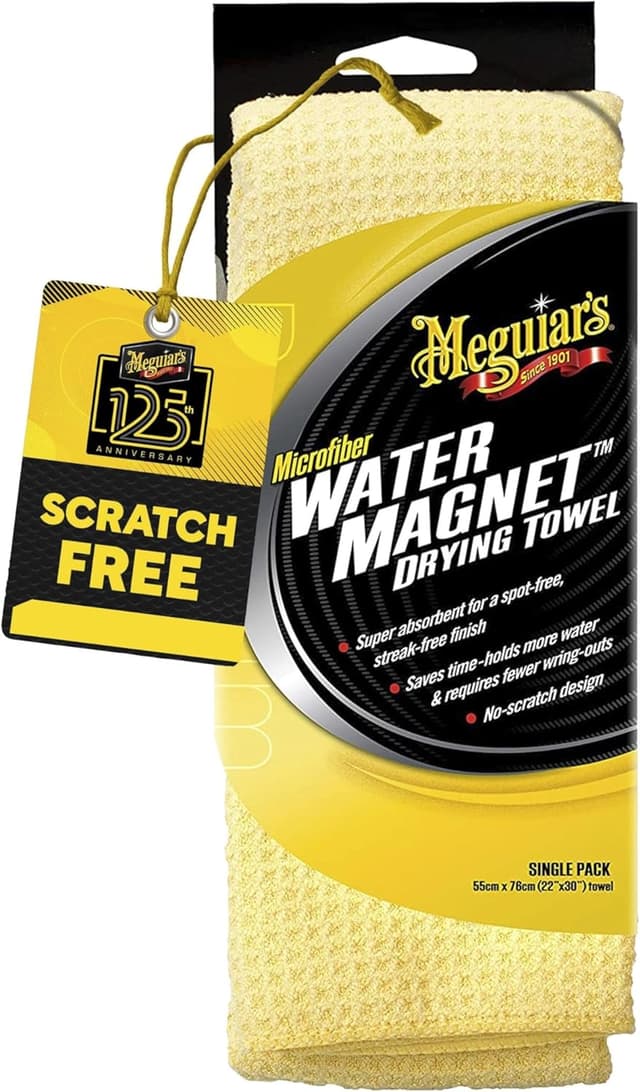 Detalle de Meguiar’s Water Magnet Microfiber Drying Towel (22" x 30"), Super Plush Scratch-Free Car Drying Towel, 1 Pack