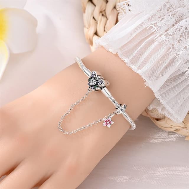 Detalle 2 de KUNSIR Moments bracciale donna in argento sterling 925 con design snake, compatibile con ciondoli stile Pandora