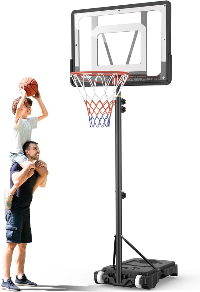 Detalle de Outdoor Basketballkorb für Kinder & Jugendliche, 150–210 cm höhenverstellbar mit bruchsicherer 80×60 cm Rückwand