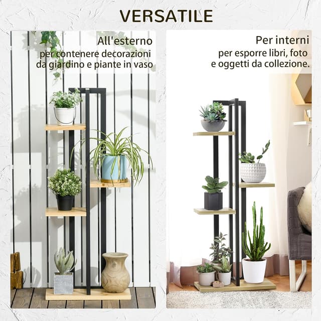 Thumbnail 4 de Outsunny Étagère à plantes 4 niveaux 45 x 25 x 110 cm