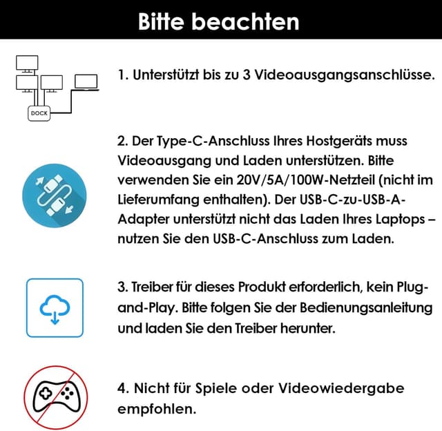 Detalle de WAVLINK Dockingstation Triple Monitor für macOS (M1–M4) – 3 HDMI/2 DP, 4K@60Hz und 100W Power Delivery