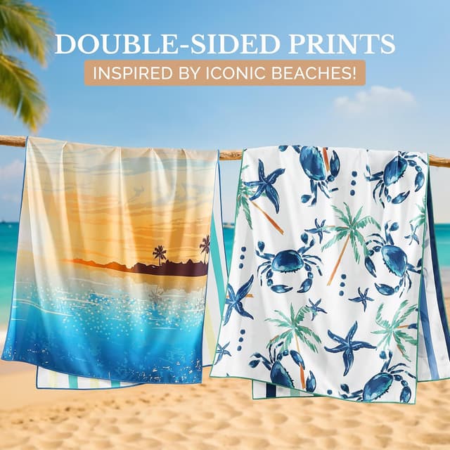 Detalle 2 de Casa Platino 4-Pack Oversized Beach Towels (71" x 32") – Sand-free quick-dry microfiber for pool, ocean & camping