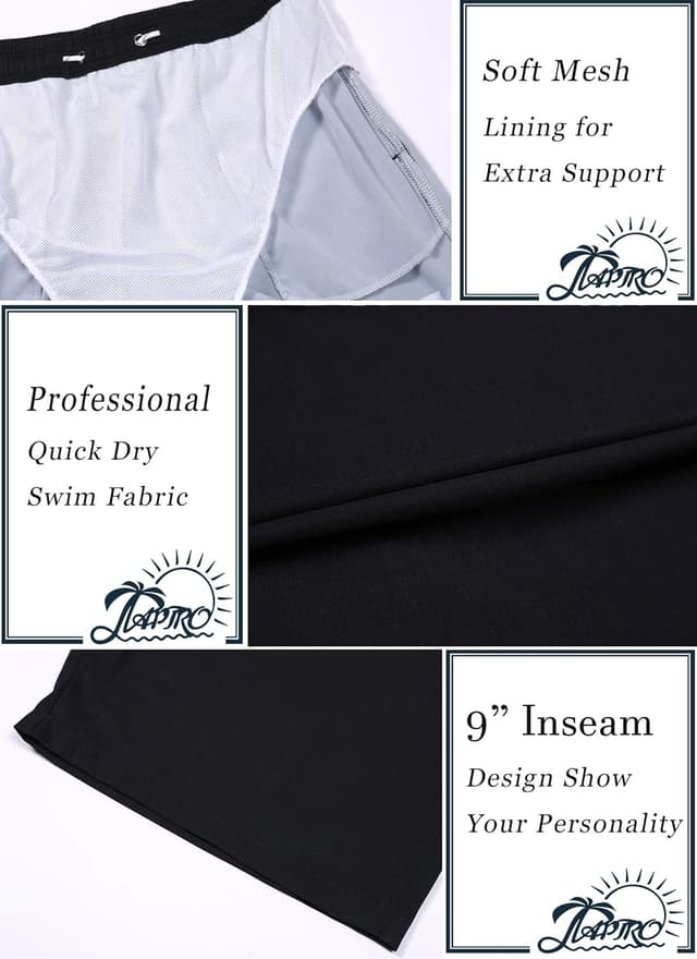 Detalle de APTRO Herren Badehose lang: schnell trocknende Boardshorts mit Innenslip