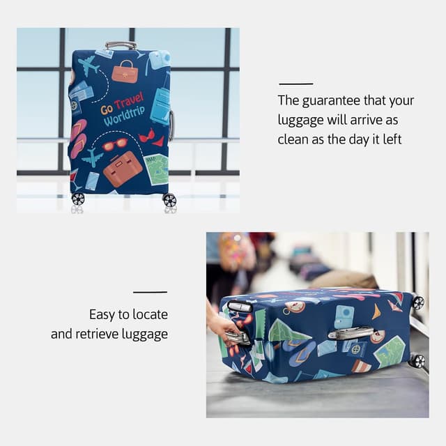 Detalle de OrgaWise Elastic Travel Luggage Cover for 18–32 Inch Suitcases with Zipper & Luggage Tag