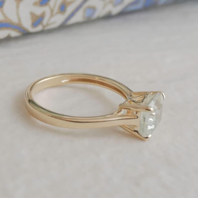 Thumbnail 6 de Grüner Amethyst Baguette Vergoldeter 925 Sterling-Silberring (6x8 mm) – handgefertigt, Größe US 9