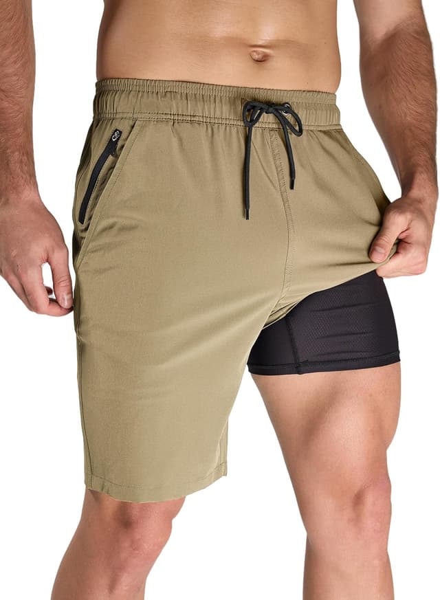 Detalle 2 de Arcweg men’s 9 inch swim shorts with compression liner, quick-dry board-style fit and zip pockets