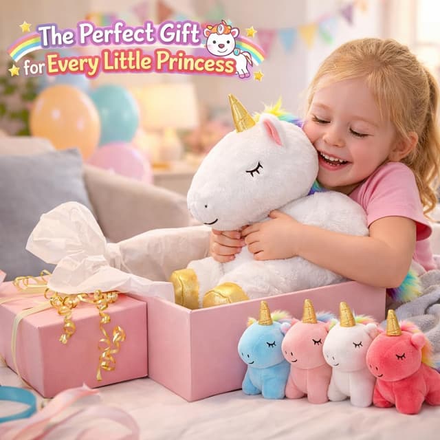 Thumbnail 5 de KMUYSL Unicorn Mommy Plush Set 4 Baby Unicorns