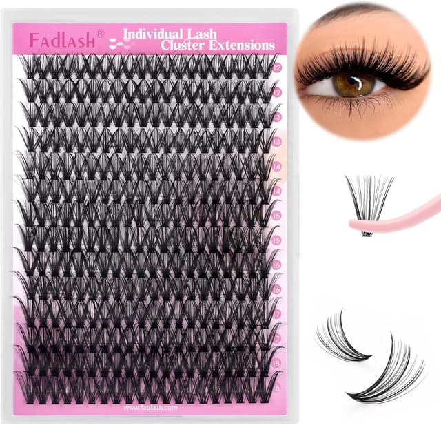 Detalle de FADLASH Ciglia finte naturali a ciuffetti (30 root) 0,07 mm, C curl, lunghezze miste 12–18 mm