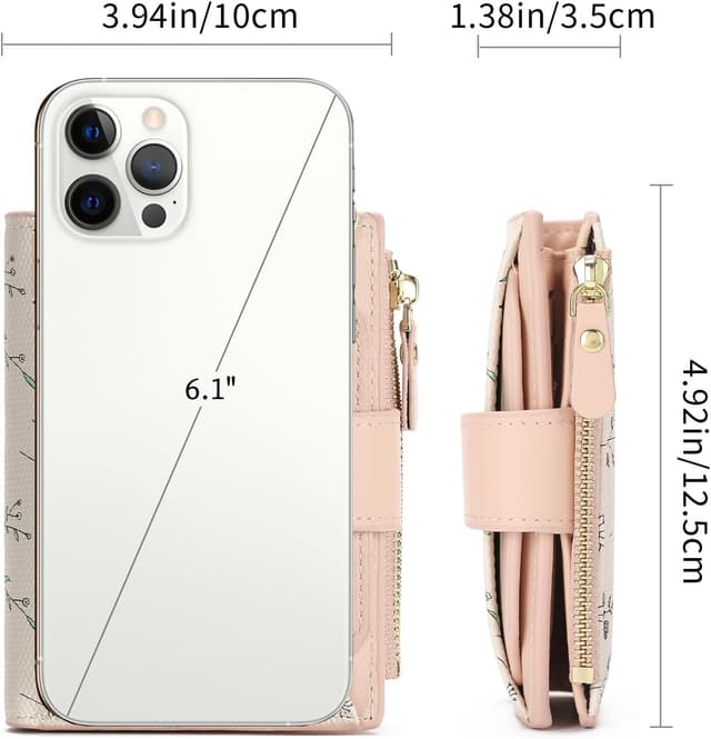 Detalle de GAEKEAO RFID-Blocking Floral Bifold Wallet for Women with Zip Pocket & ID Window (Vegan Leather)