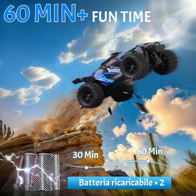 Detalle 2 de BAZADER Voiture RC Tout Terrain 1:18 4WD 40 km/h 2,4 GHz – modèle truggy télécommandé (avec deux batteries rechargeables)