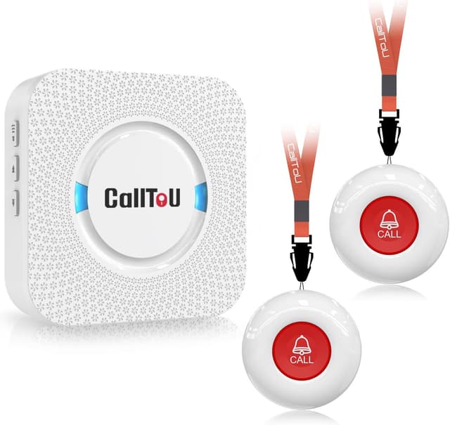 Detalle de CallToU Wireless Personal Alarms for Elderly with SOS Panic Button and UK Plug-In Receiver (500ft range, 2 waterproof buttons)