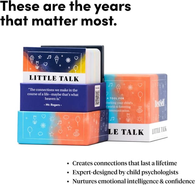 Detalle de BestSelf Co. Little Talk Conversation Cards for Kids (170 Prompts) for Social Skills, Family Games, Travel & Therapy