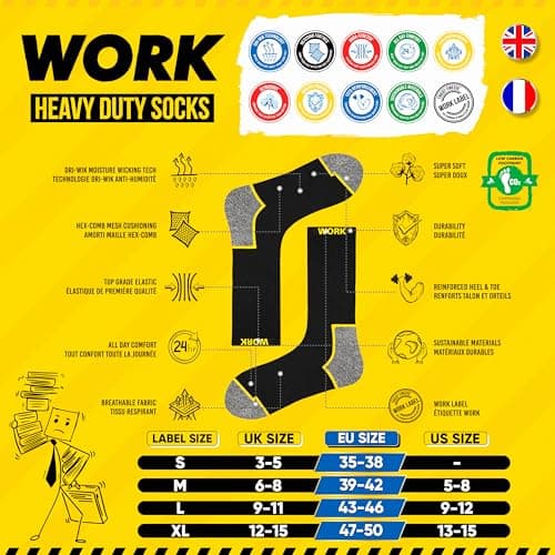 Detalle de SOXCO WORK Socks: 10 pares de calcetines de trabajo para hombre (talla 47-50)