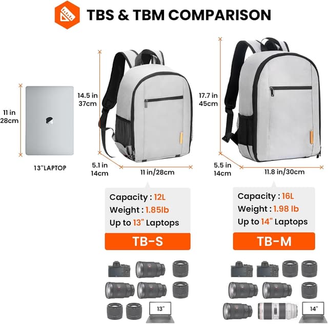 Thumbnail 6 de TARION Kamerarucksack klein TB-M – kompakter Fotorucksack für DSLR & Zubehör (Grau)