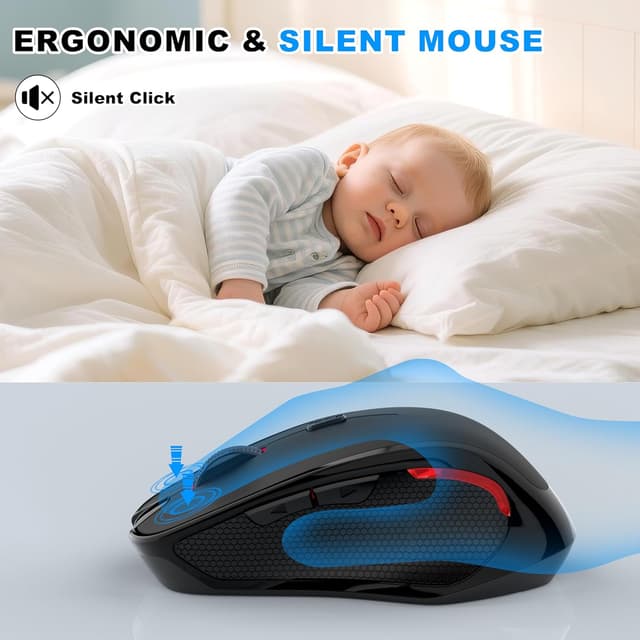 Thumbnail 6 de Azmall ergonomische kabellose Maus (Silent) mit 2,4 GHz & Bluetooth, 1600 DPI, für Laptop/PC/MacBook/iPad