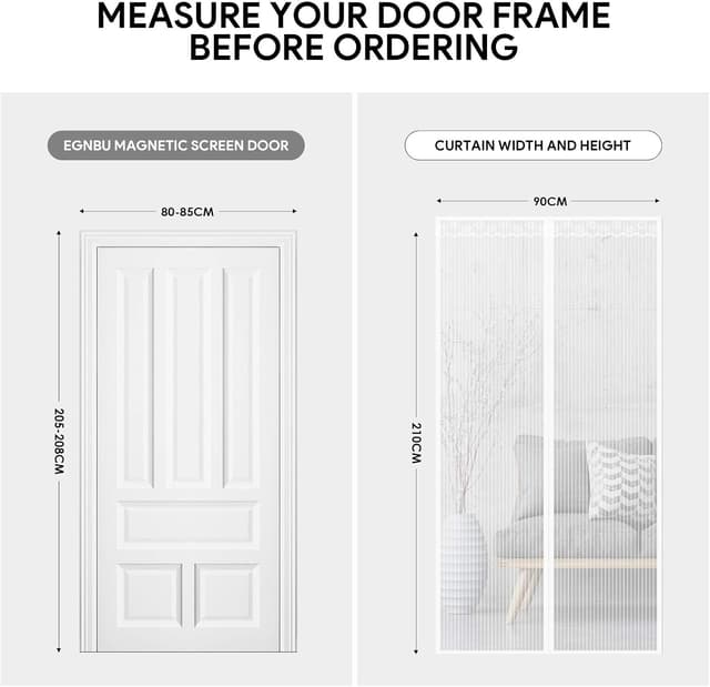 Detalle 2 de EGNBU Heavy Duty Magnetic Fly Screen Door (90x210CM) with Powerful Magnets & Full Frame Magic Tape