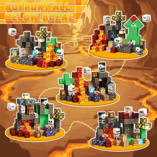 Detalle de CraftyNest magnetische Bausteine (100-teilig) mit Geschichtenbuch „Lava“ – Magnetspielzeug für Kinder ab 3 Jahren