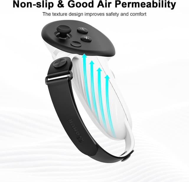 Detalle de Poignées de contrôleur AMVR pour Meta Quest 3S / Quest 3 : silicone antidérapant et protection des articulations