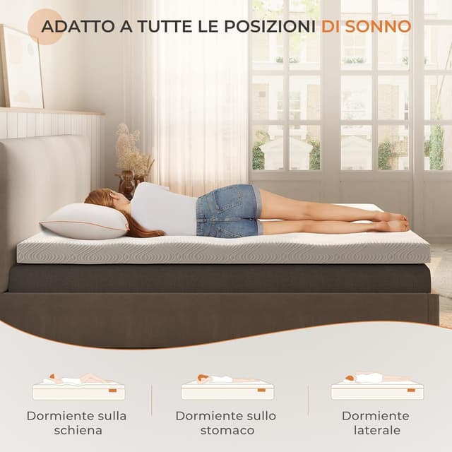 Detalle 2 de Sweetnight Materasso Topper in Memory Foam con gel rinfrescante 160 x 190 cm (altezza 10 cm) 5 zone