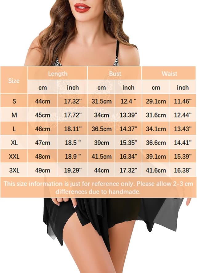 Detalle de Wikoan Nuisette femme en dentelle avec bretelles réglables et string (S à XXL)