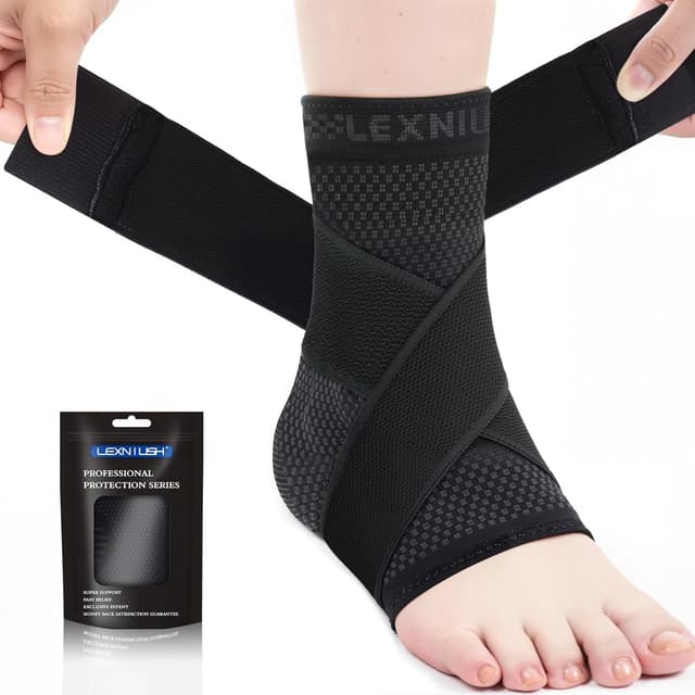 Detalle de Lexniush Sprunggelenkbandage links oder rechts mit verstellbarer „8“-Kompression gegen Plantarfasziitis & Achillessehne