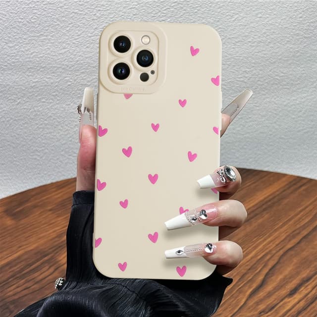 Detalle de Potok Handyhülle für iPhone 12 Pro (Weiß) mit Kameraschutz – kratzfeste TPU-Hülle im Herz-Design