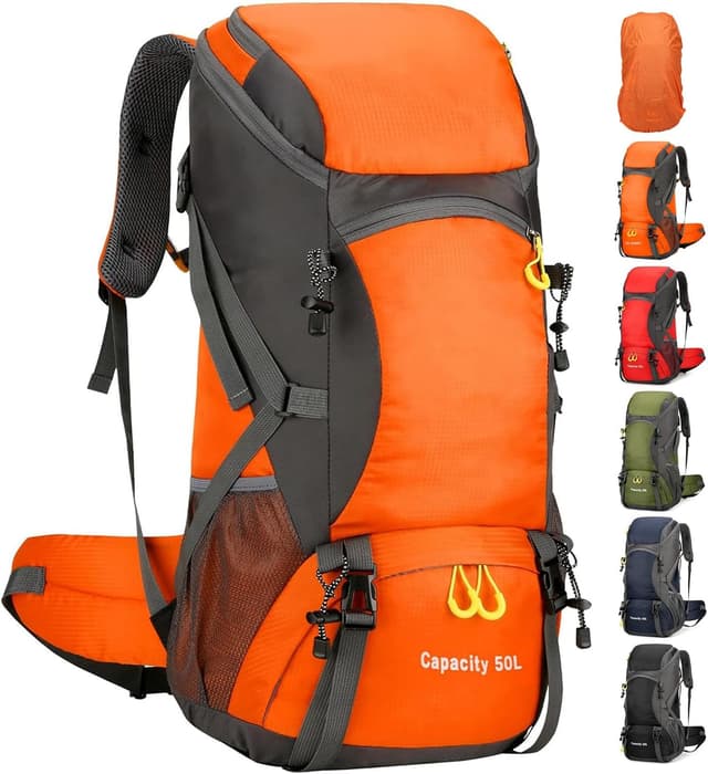 Detalle de Sac à dos de randonnée 50L jianyana – modèle trekking homme/femme avec housse de pluie