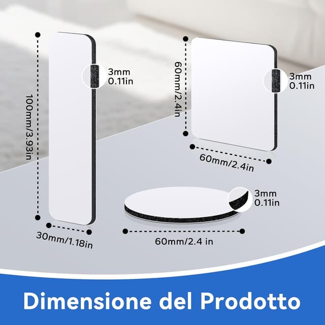 Detalle de HOMMAND Feltro adesivo Forte biadesivo hook & loop, 24 pezzi (rettangoli, quadrati e tondi) nero