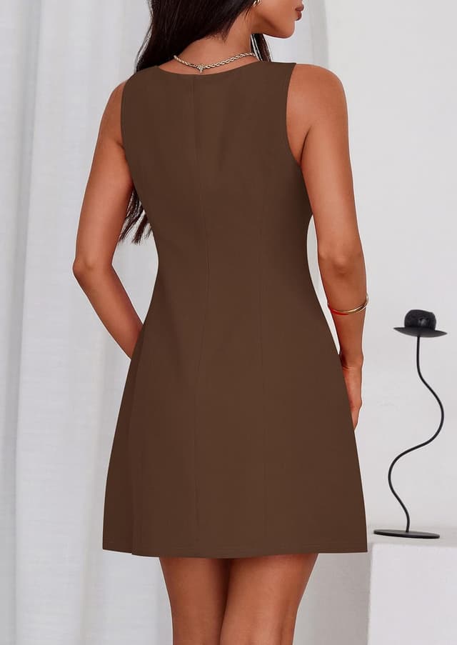 Detalle de PRETTYGARDEN Sleeveless A-Line Mini Cocktail Dress with Boat Neck (2026 Summer)