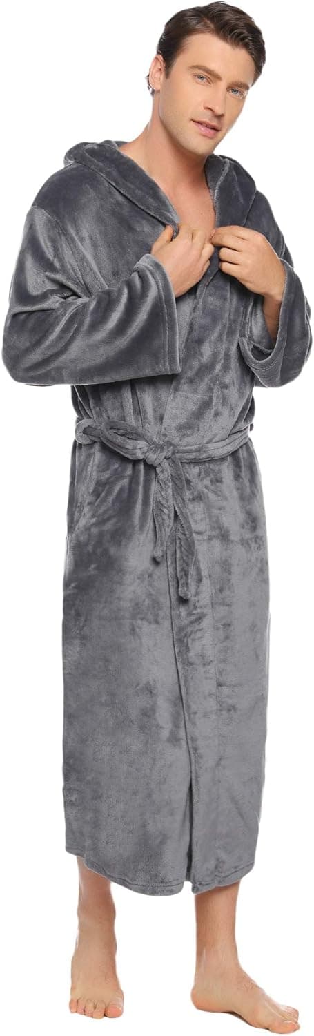 Thumbnail 6 de Vlazom accappatoio/pigiama uomo invernale con cappuccio in pile flanella