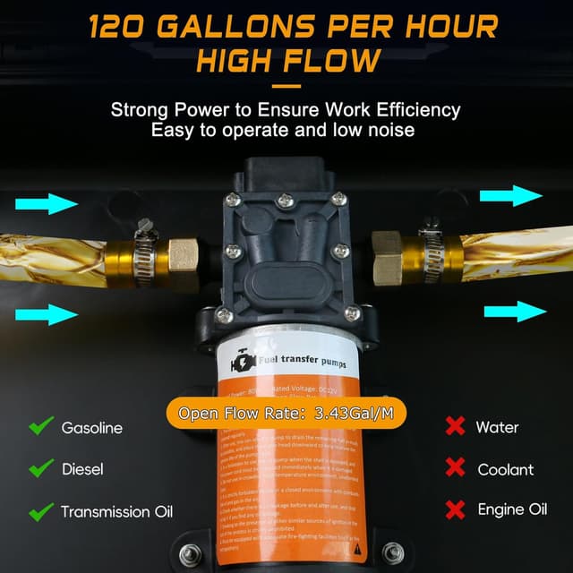 Detalle de Steauty 12V Fuel Transfer Pump (80W) with Cigarette Lighter Plug & Carrying Case