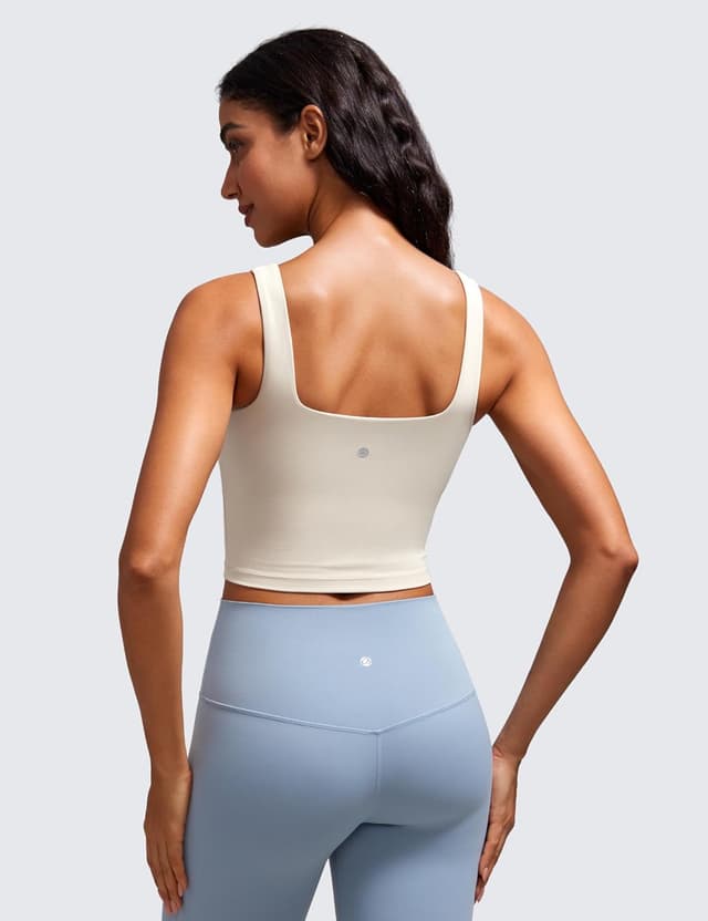Detalle de CRZ YOGA Butterluxe soutien-gorge de sport rembourré à col carré pour yoga et Pilates
