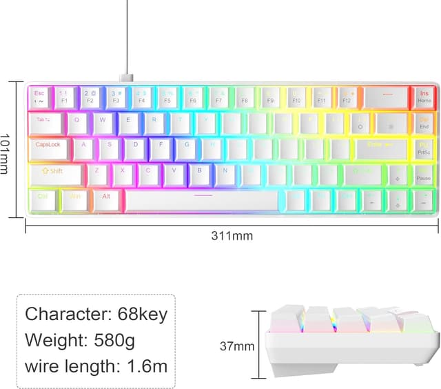 Detalle de MageGee MK-Box 60% keyboard, 68 keys