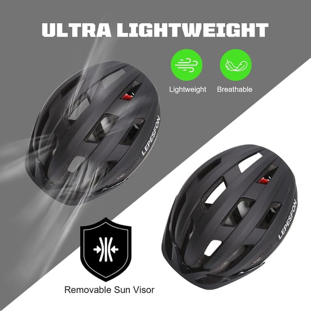 Detalle de Bike Helmet Men/Women MTB & Road Adjustable with Visor and LED (56–61cm)