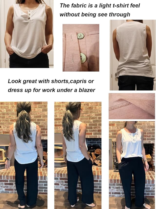 Detalle de iChunhua Women’s Button-Up Scoop Neck Summer Tank Vest