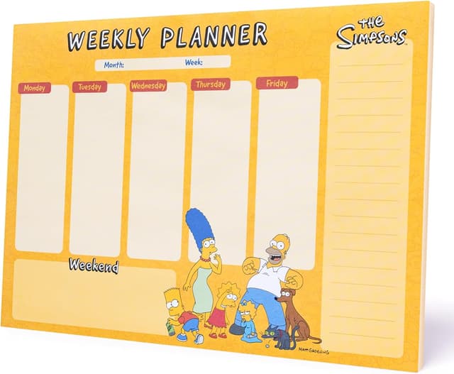 Detalle de Gruppo Erik Weekly Planner A4 The Simpson, planning settimanale orizzontale con 54 fogli a strappo
