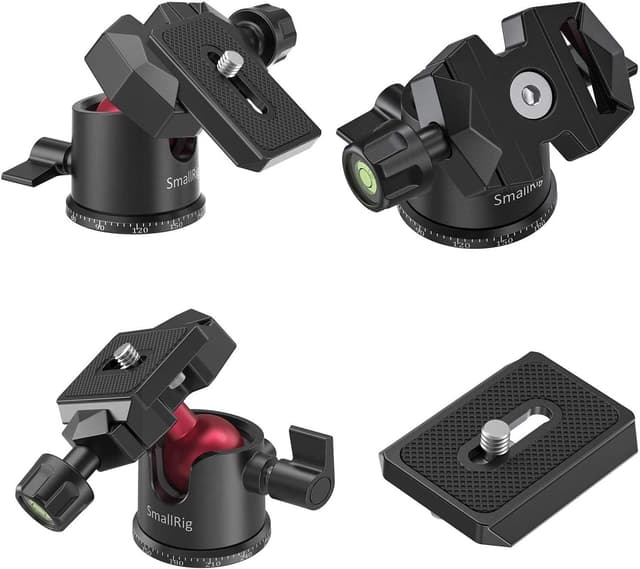 Detalle de SmallRig Mini treppiede da tavolo 2664 con piastra QR Arca e testa a sfera 360°