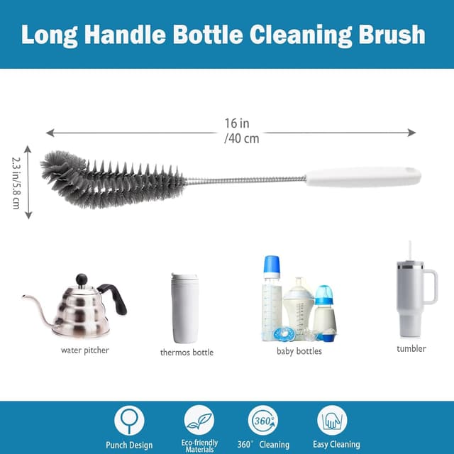Thumbnail 1 de 15.7" Flexible Long Black Bottle Cleaning Brush