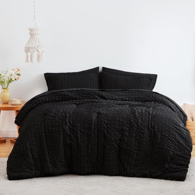 Detalle 2 de Seersucker Black Twin comforter set