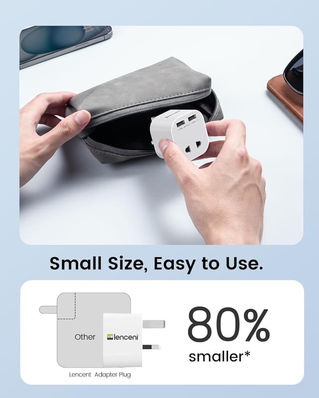 Thumbnail 6 de LENCENT UK Shaver Plug Adaptor (2 Pin to 3 Pin) with 2 USB Ports and 13A Fuse