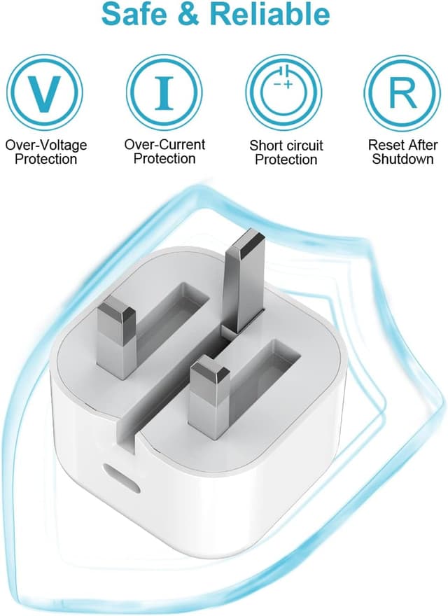 Detalle 1 de HOSOW 20W USB-C iPhone Fast Charger Cable & Plug (2M, Apple MFi Certified)