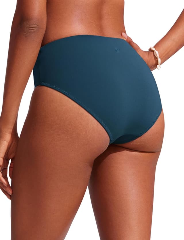 Detalle 2 de CRZ YOGA bas de bikini femme : slip de bain basique mi-hauteur, tissu lisse à séchage rapide