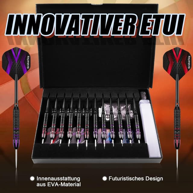 Detalle 1 de Grebarley Steeldarts mit Metallspitze, 12 Stück