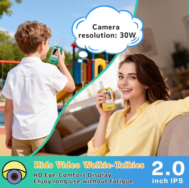 Detalle 2 de MoonLull Kids Video Walkie Talkies with Camera (No Wi‑Fi/SIM) – Secure Encrypted 2‑Pack, 300m Long Range