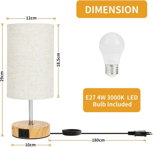 Detalle 2 de Suright bedside lamps, 3 way touch