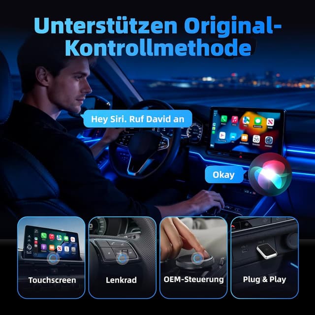 Thumbnail 6 de LINGHUANG Wireless CarPlay & Android Auto Adapter (2-in-1) – kabellose Umrüstung per Plug & Play, iOS 10+ & Android 11+