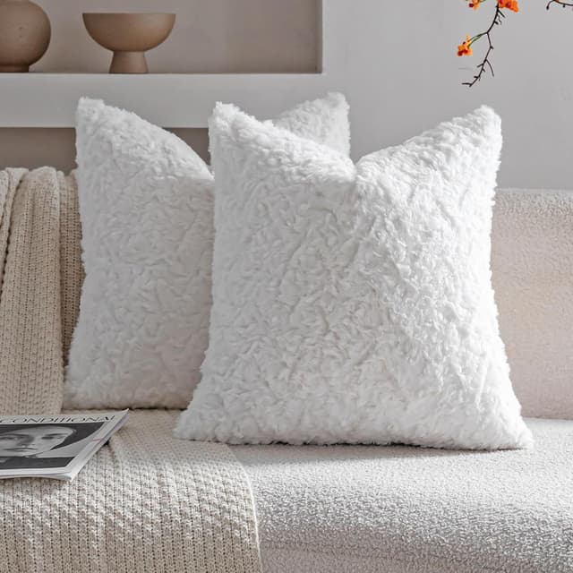 Thumbnail 6 de Neelvin pack of 2 double-sided faux fur cushion covers 30x50cm (pink) – plush shearling-style throws