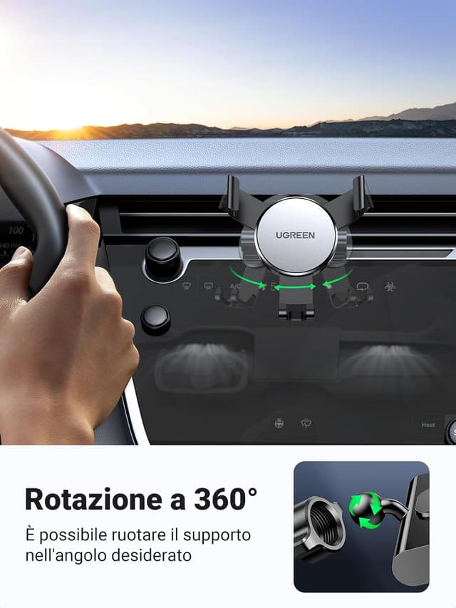 Detalle 2 de UGREEN Supporto Telefono Auto Gravità per CD Slot